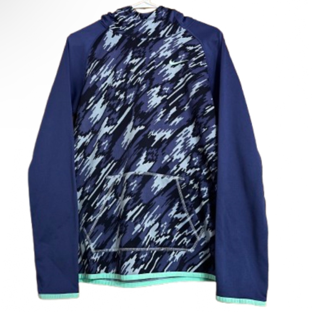 Nike Big Girls Multi Therma Dri Fit Pullover High Neck Digital Camo Hoodie Sz-XL